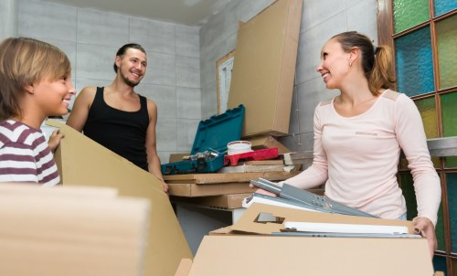 Clerkenwell residential move with packed boxes and moving van