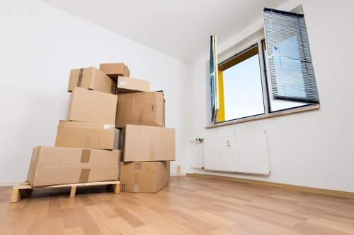Packed boxes and furniture ready for a Clerkenwell home move