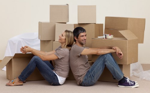 Removal team preparing a move in a Clerkenwell flat