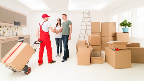 Packed moving boxes ready for a Clerkenwell home removal