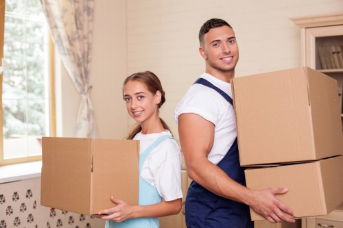 Packed boxes and furniture ready for a residential move in Clerkenwell